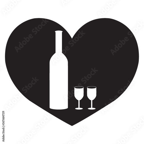 bottle of wine with two glasses
