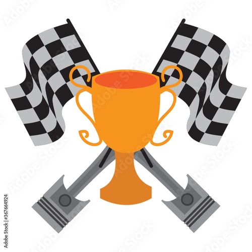 trophy with race flags