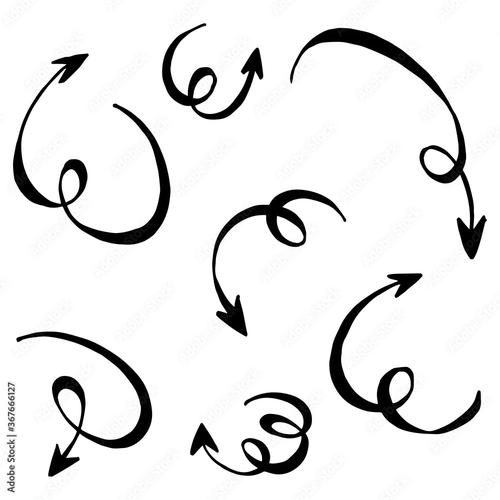 hand drawn Arrows icons Set. arrow icon with various directions. Doodle vector illustration. isolated on a white background. hand drawn Arrows icons Set. arrow icon with various directions. Doodle vector illustration. isolated on a white background.