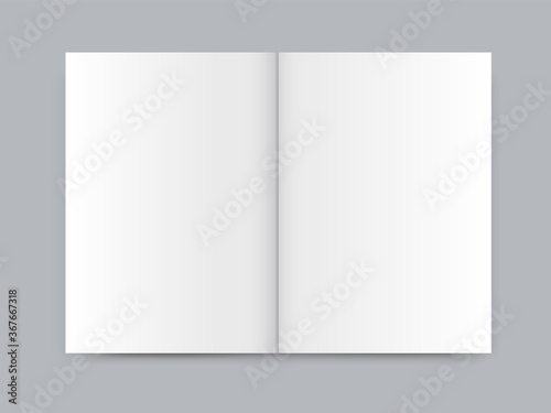 Blank white leflet mock up isolated on gray background realistic vector template