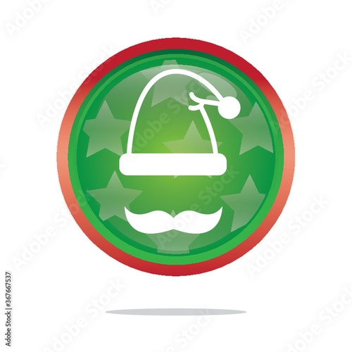 santa clause cap and mustache button