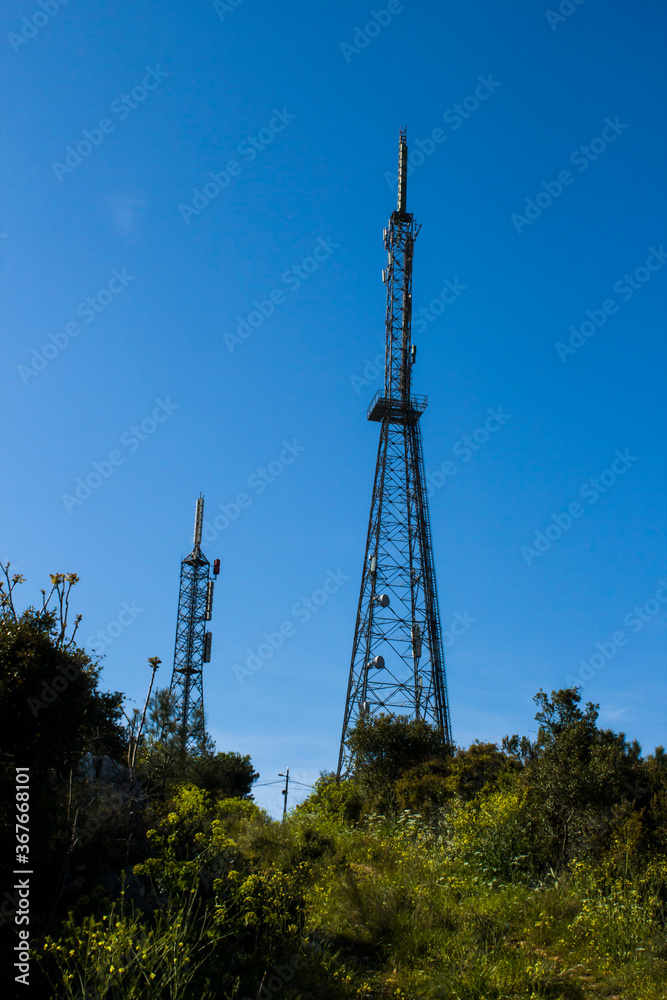 Antenna transmitter for mobile phones,radio,tv station,close up