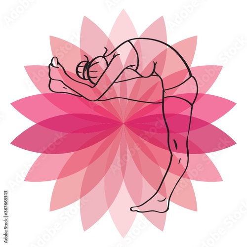 woman practicing yoga in head to knee pose