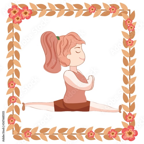 girl practicing yoga in monkey pose