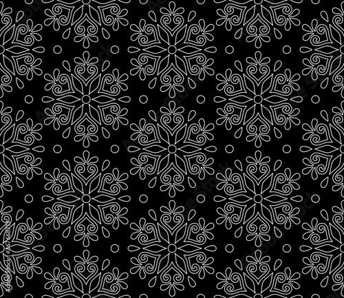 Abstract patterns seamless black and white doodle Sketch