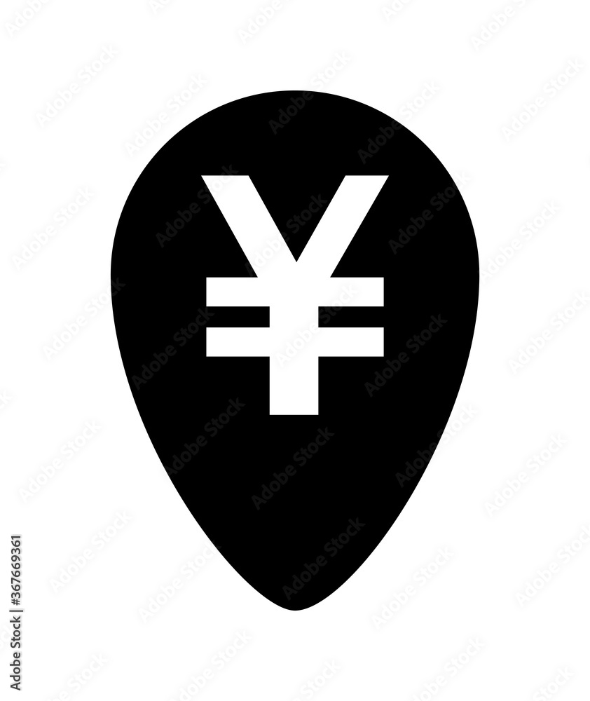 yen currency money symbol in pin point icon isolated on white, yen money for app symbol, simple flat yen money, currency digital yen coin for financial concept yen currency money symbol in pin point icon isolated on white, yen money for app symbol, simple flat yen money, currency digital yen coin for financial concept