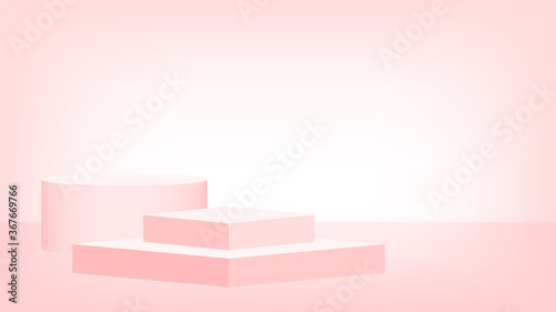 3d stage pedestal red pastel color  podium stage show for victory champion position  pedestal red soft for cosmetics product display show  circle stand modern for product placement or presentation