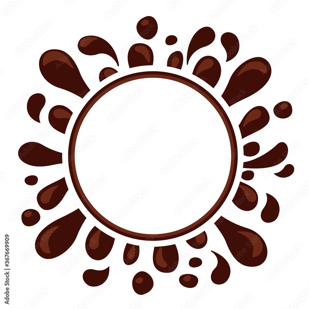 Obraz premium chocolate brown splash blob for banner background, drop brown liquid splash, icon splashing chocolate blob droplet, illustrations cocoa brown liquid splash shape, symbol chocolate drop splatter flow