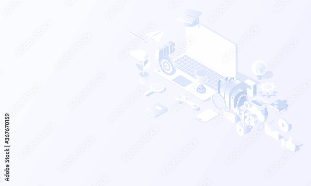 Online education modern isometric and back to school isometric vector design Online education modern isometric and back to school isometric vector design