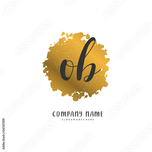 O B OB Initial handwriting and signature logo design with circle. Beautiful design handwritten logo for fashion, team, wedding, luxury logo. photo