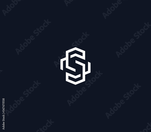 letter CS geometric logo design template 