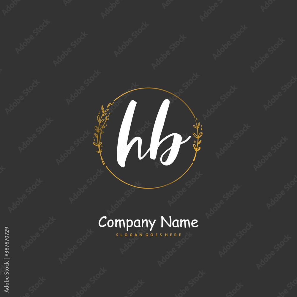 Fototapeta premium H B HB Initial handwriting and signature logo design with circle. Beautiful design handwritten logo for fashion, team, wedding, luxury logo.