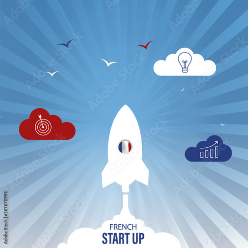 illustration concept on the french start-up in vector