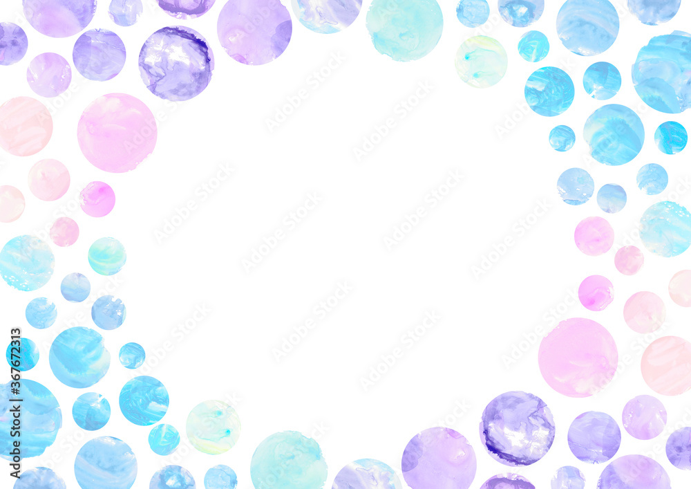 水玉 ドット 模様 テクスチャー フレーム　水彩 イラスト
