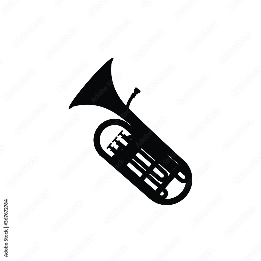 Αυτοκόλλητο Tuba music instrument silhouette vector on white background