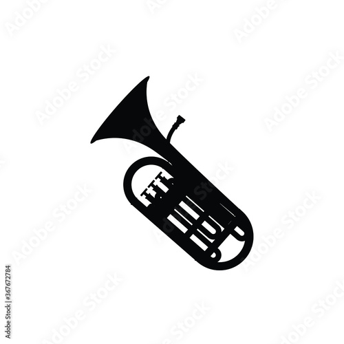 Tuba music instrument silhouette vector on white background