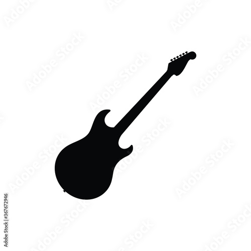 Electric guitar music instrument silhouette vector on white background photo