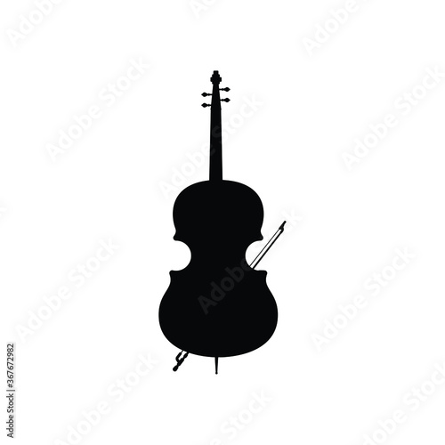 Photo Viola music instrument silhouette vector on white background