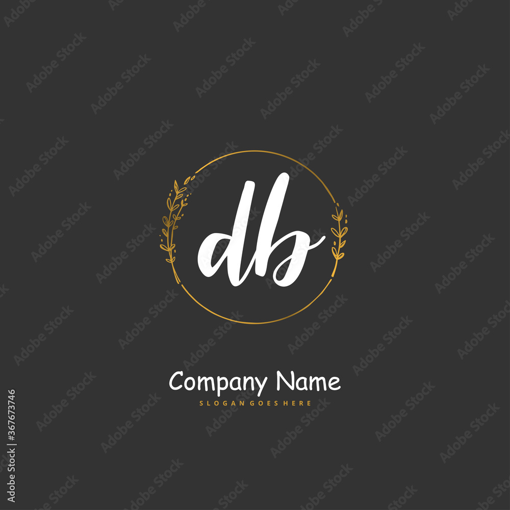 D B DB Initial handwriting and signature logo design with circle. Beautiful design handwritten logo for fashion, team, wedding, luxury logo.