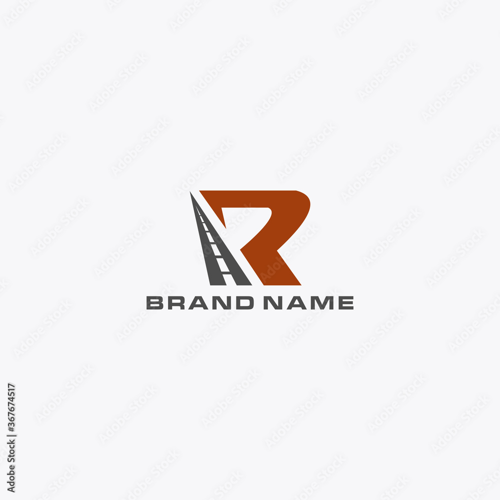 Letter R with road logo vector designs Letter R with road logo vector designs