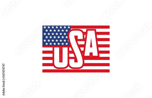 Modern Letter USA with Flag American Vector Background