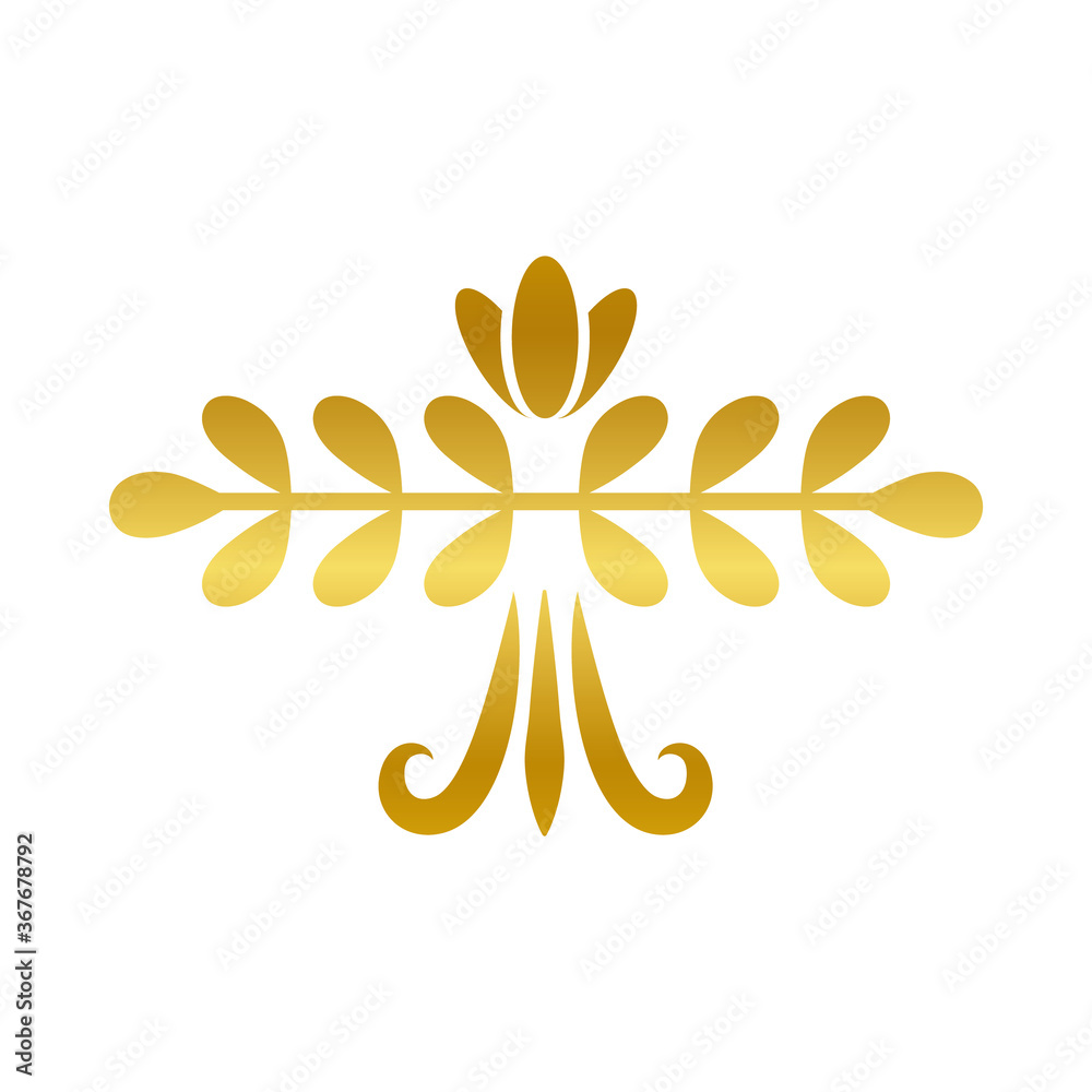 leaves ornament with flower gold gradient style icon vector design leaves ornament with flower gold gradient style icon vector design