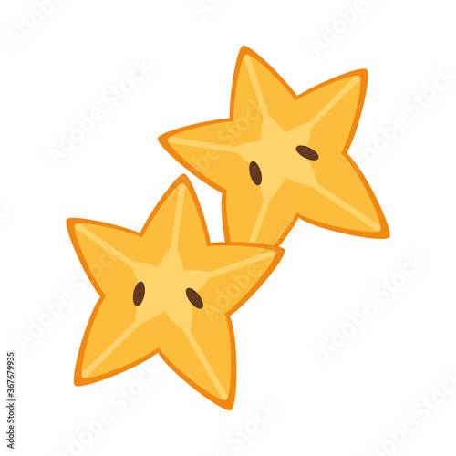 star fruit slices icon, flat style