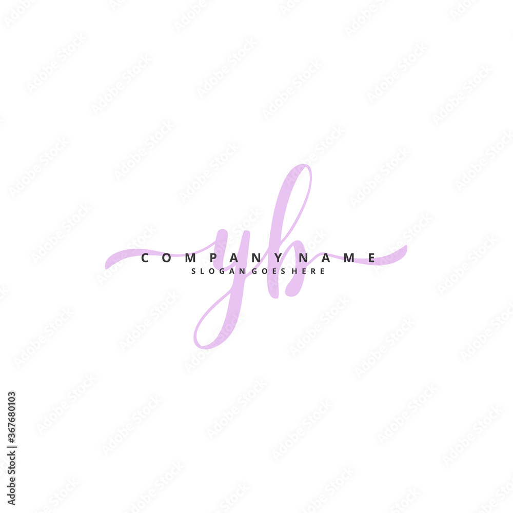 Y B YB Initial handwriting and signature logo design with circle. Beautiful design handwritten logo for fashion, team, wedding, luxury logo.