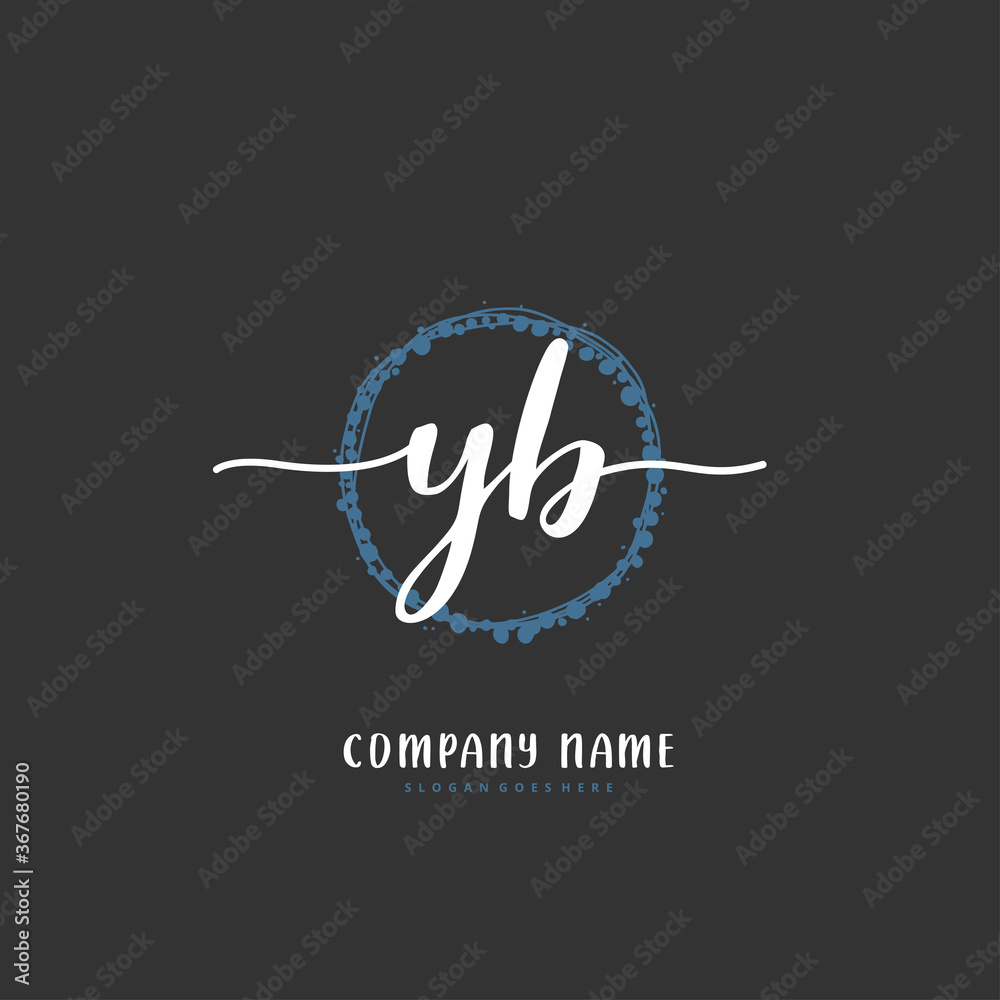 Y B YB Initial handwriting and signature logo design with circle. Beautiful design handwritten logo for fashion, team, wedding, luxury logo. Y B YB Initial handwriting and signature logo design with circle. Beautiful design handwritten logo for fashion, team, wedding, luxury logo.
