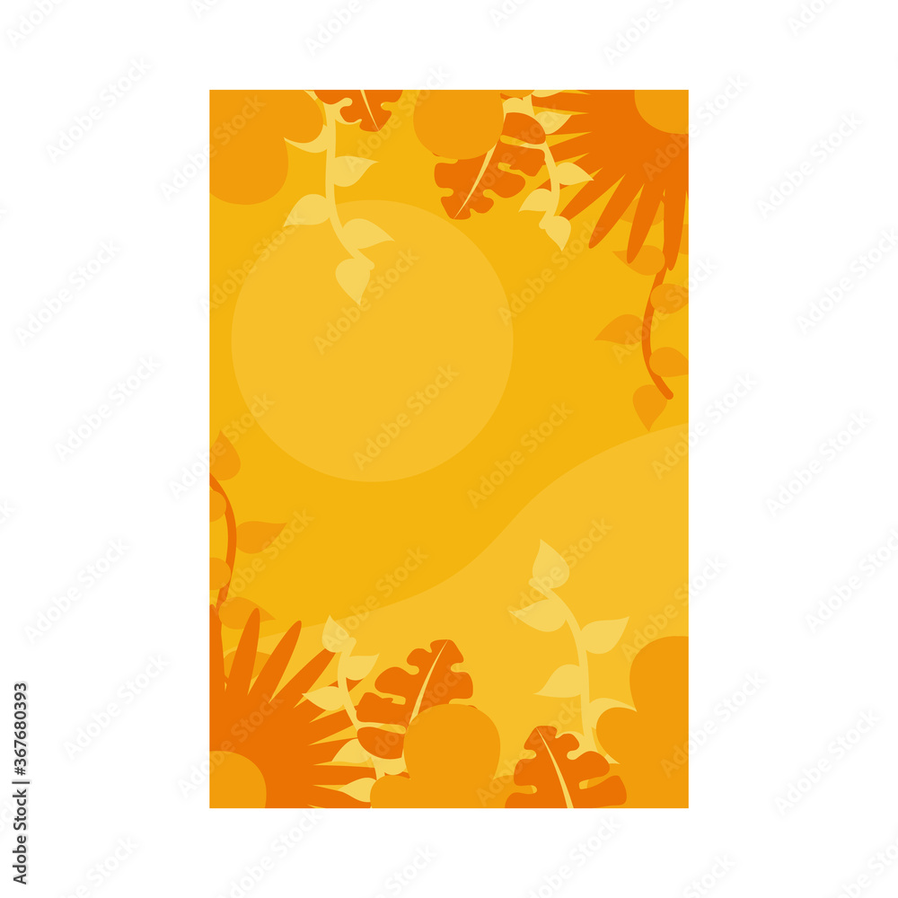 Summer orange banner with leaves vector design Summer orange banner with leaves vector design