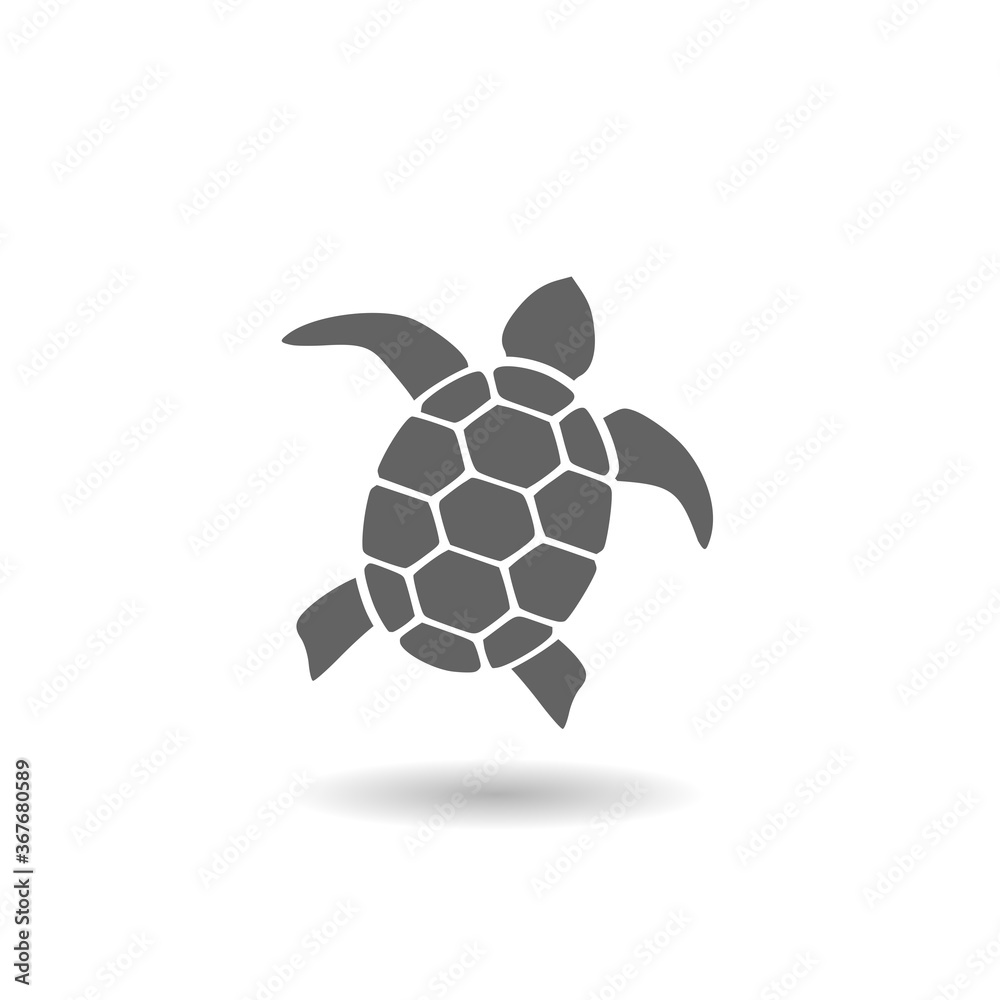 Fototapeta premium Sea turtle solid icon with shadow