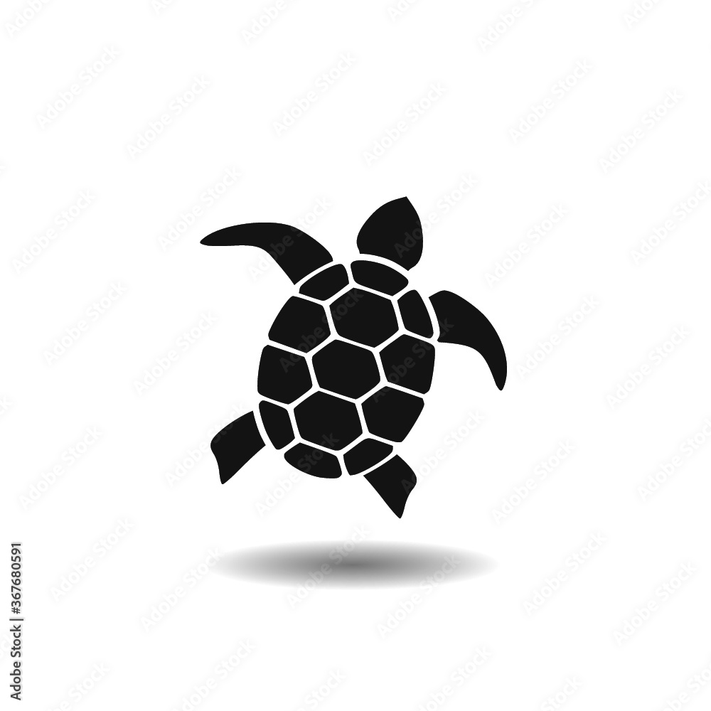 Obraz premium Sea turtle solid icon with shadow