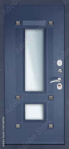 Model of entrance metal door isolated on white background