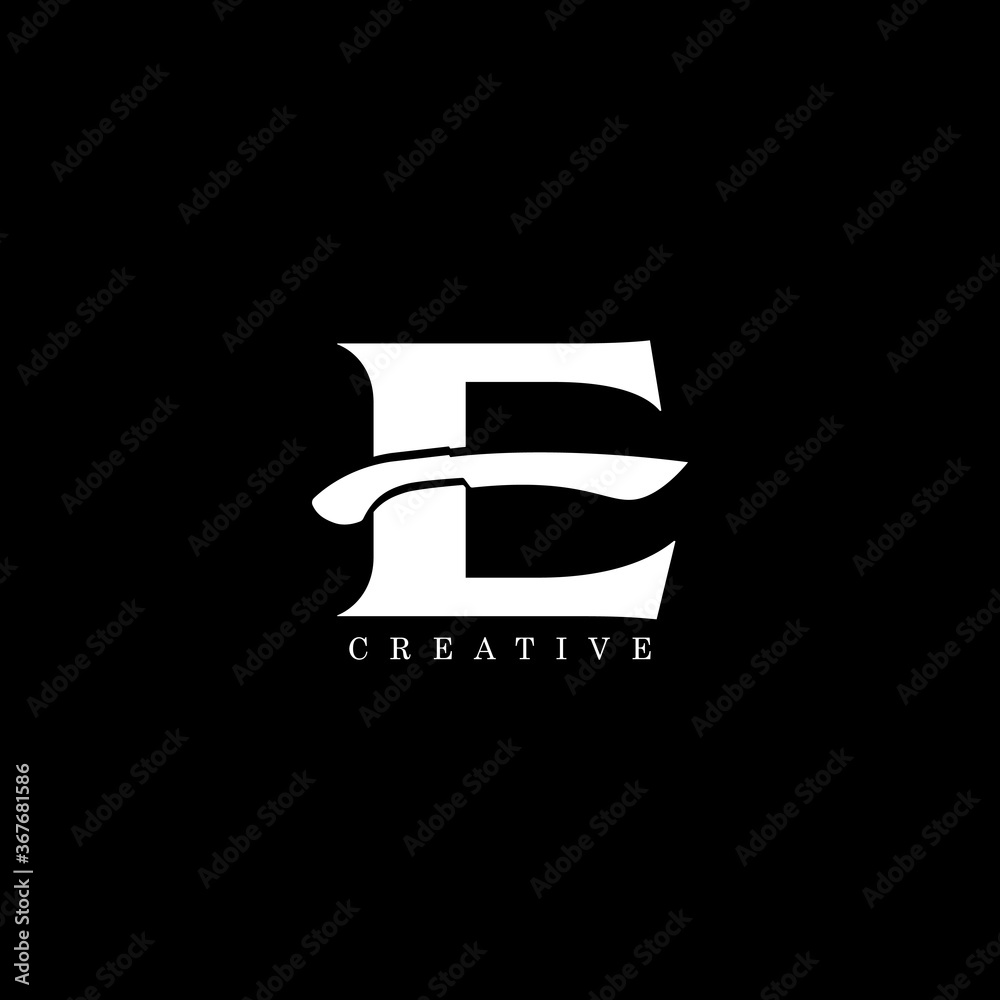Machete concept simple flat E letter logo design Machete concept simple flat E letter logo design
