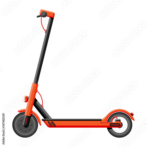 Electric scooter isolated on white. Eco city transport. Ecological, convenient urban transportation. Cartoon flat vector illustration