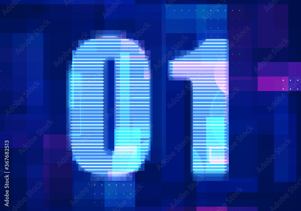 Obraz premium 01 binary computer code on the screen on monitor computer technology with blue background. Abstract digital future design concept.
