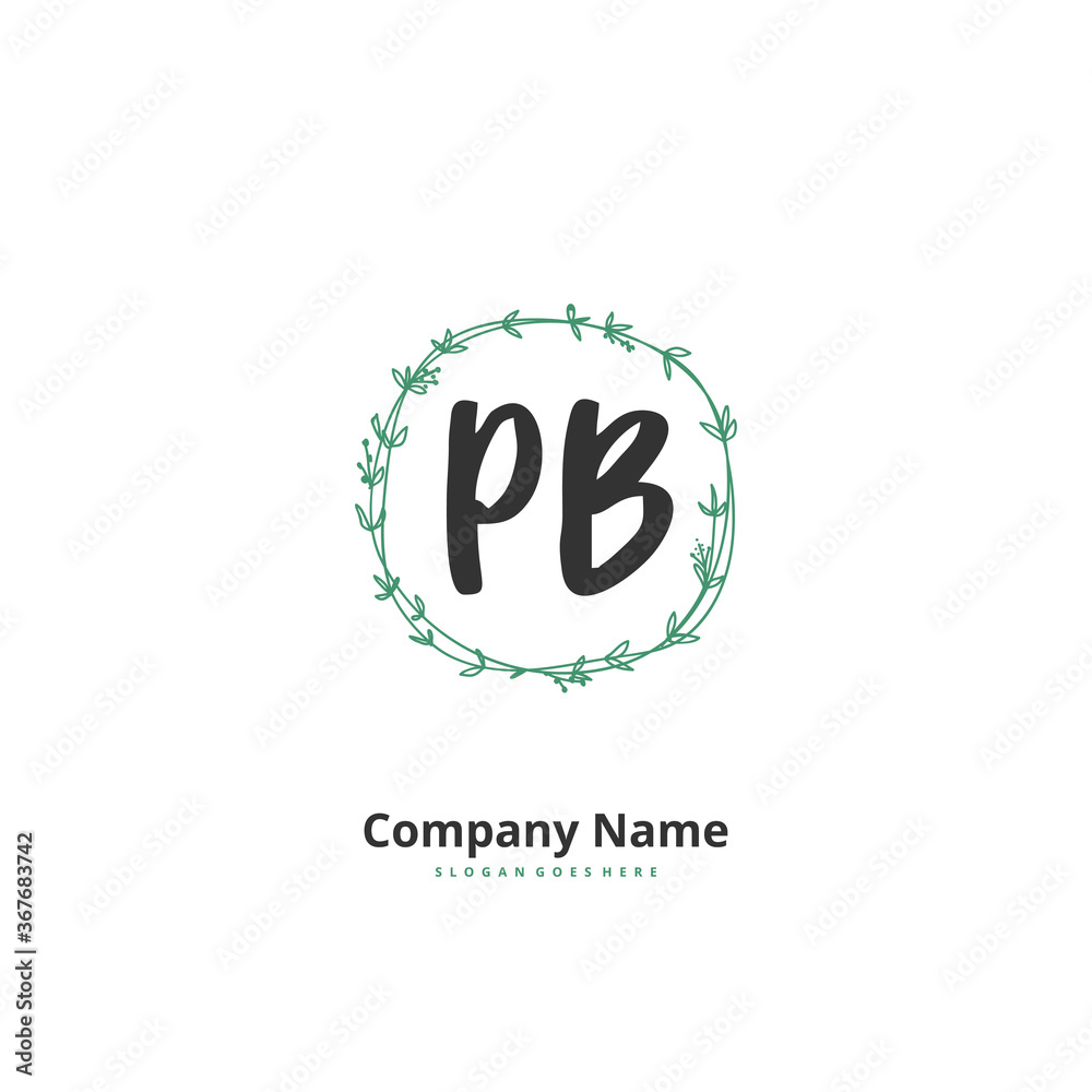 P B PB Initial handwriting and signature logo design with circle. Beautiful design handwritten logo for fashion, team, wedding, luxury logo.