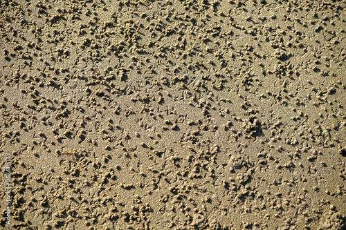 Textured nature background  pattern in the sand made by tiny crabs.