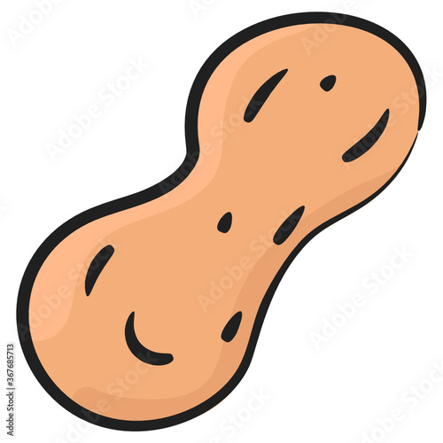
Legume crop with edible seed, doodle design of peanut icon
