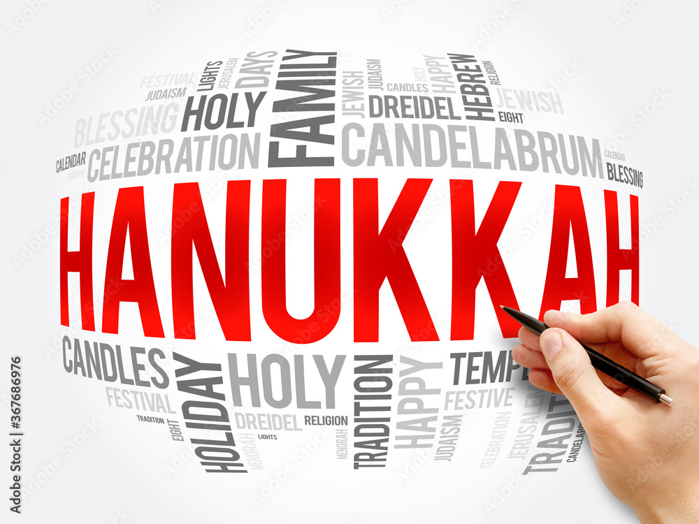 Hanukkah word cloud collage, holiday concept background Hanukkah word cloud collage, holiday concept background