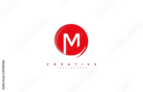 Vector Artistic Beautiful Decorative Letter M Circle Strokes Logo