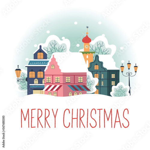 Merry Christmas. Christmas greeting card. Vector illustration.
