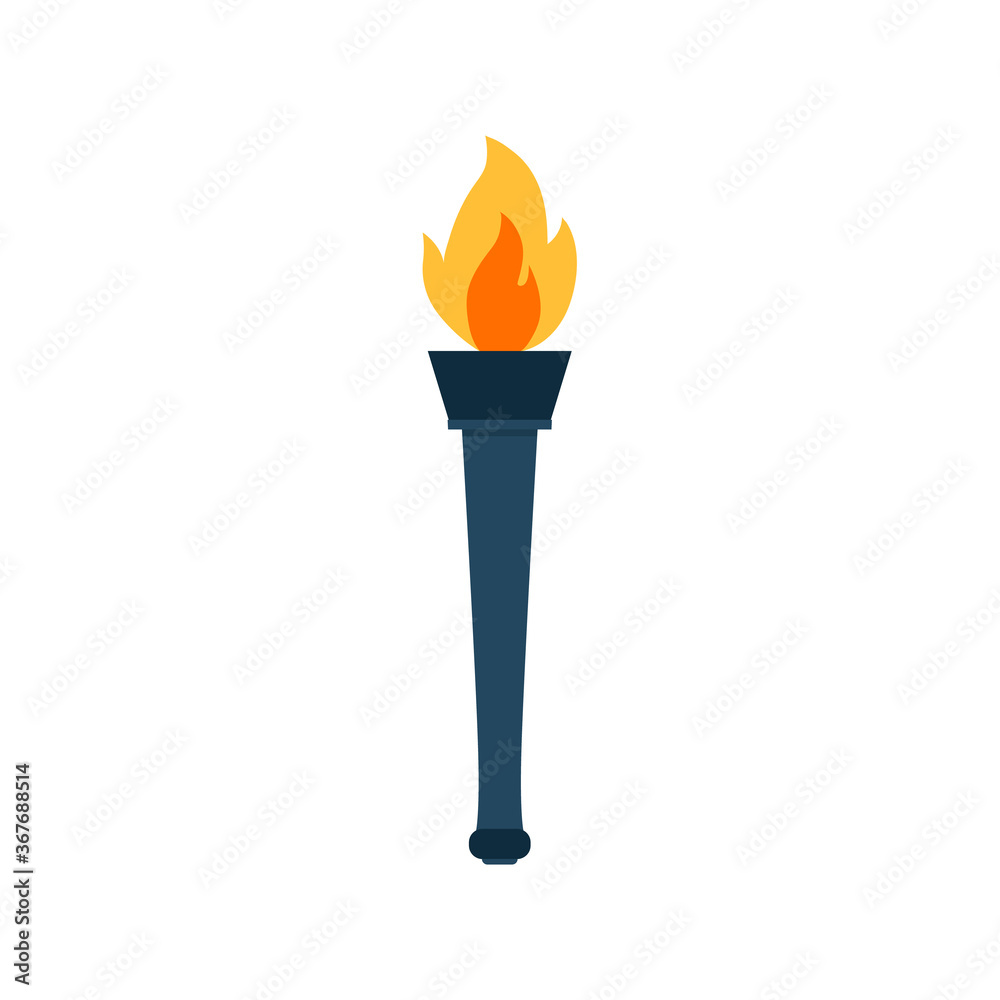 Torch flat, flame icon, vector illustration isolated on white background Torch flat, flame icon, vector illustration isolated on white background