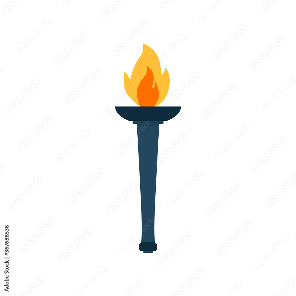 Torch flat, flame icon, vector illustration isolated on white background Torch flat, flame icon, vector illustration isolated on white background