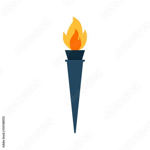 Torch flat, flame icon, vector illustration isolated on white background
