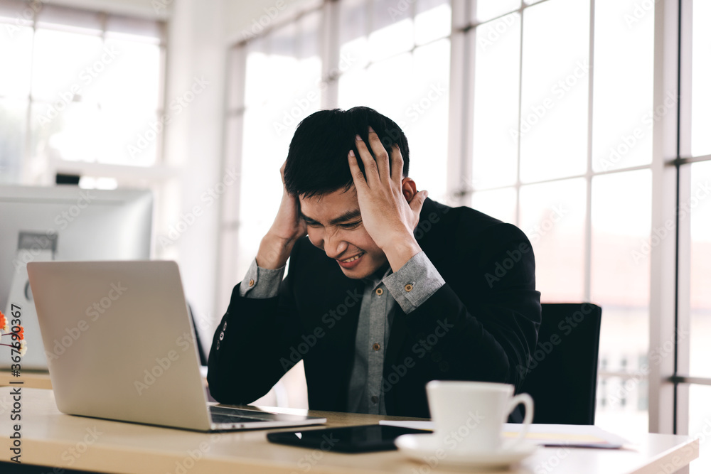 Φωτογραφία Business asian man stress from corona virus outbreak about world finance