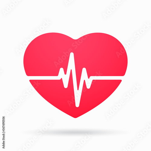 Heart icon with a cardio line vector illustration