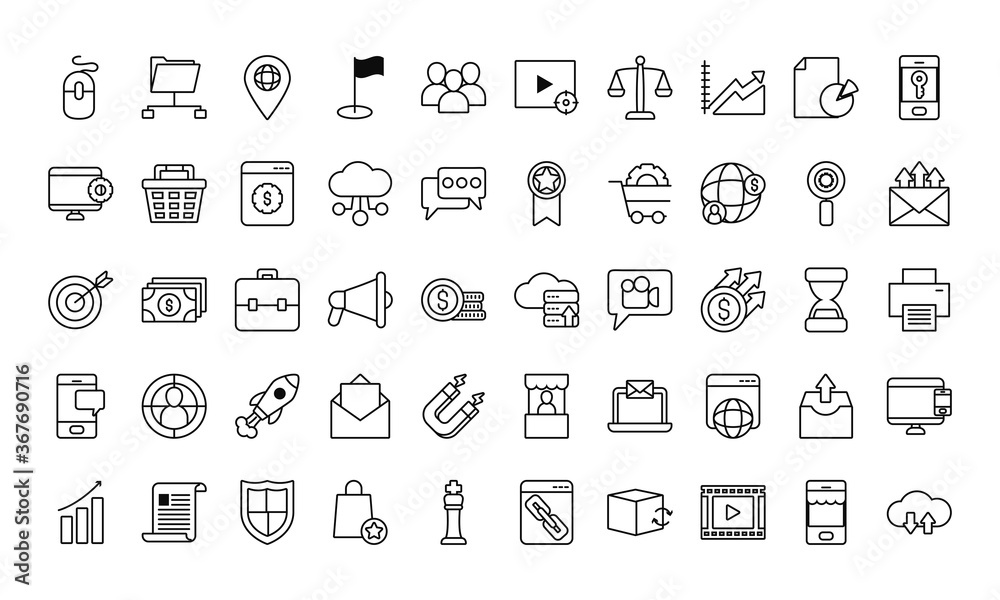 marketing icon set, line style