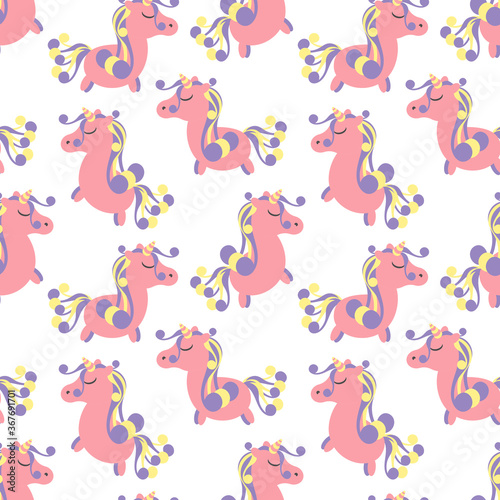 Seamless pattern with Cute unicorn . Vector background for children's fabric, Wallpaper, and other surfaces