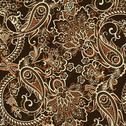 Seamless pattern with paisley ornament. Ornate floral decor. Vector illustration